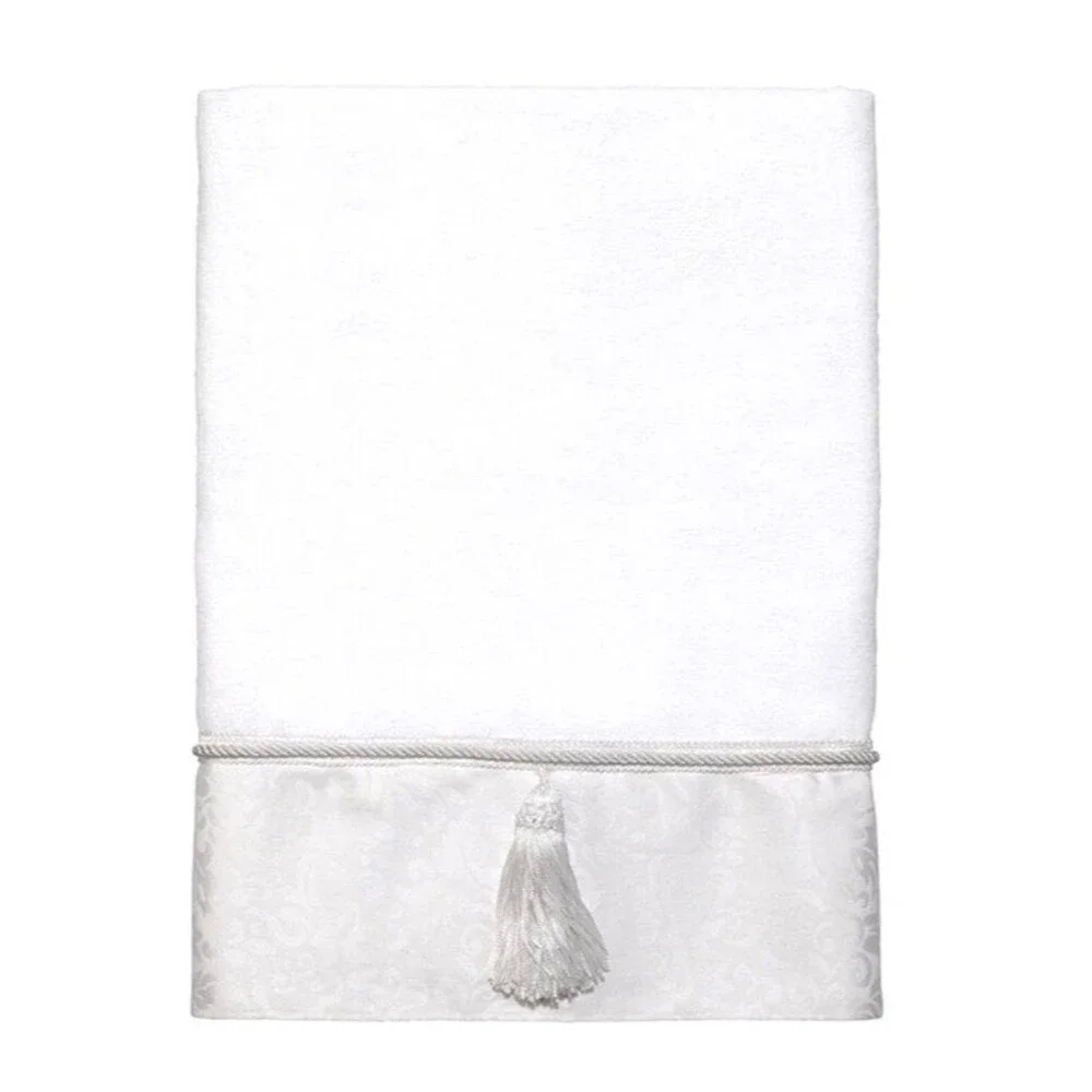Avanti Bath Towels Manor Hill Set of 2 Bright White Tassel Braid Jacquard 27x50